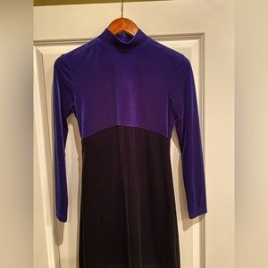 Two-toned, Navy and Black Velour Cocktail Dress